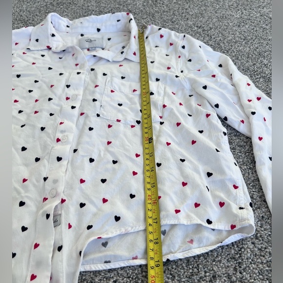Women’s Rails Val Crush Button Down Front Tie Hearts Rayon Collared Shirt $158 M - Picture 6 of 11